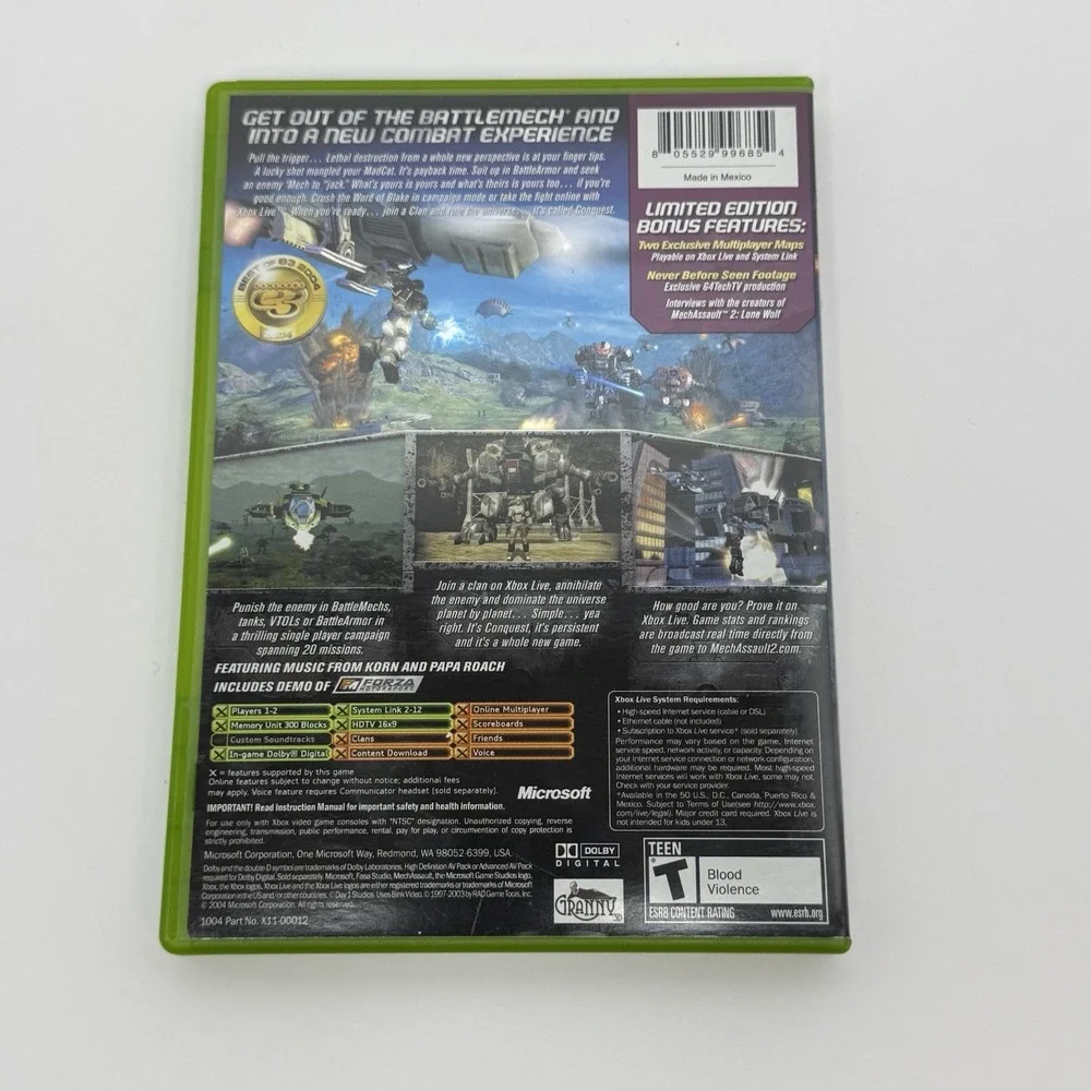 MechAssault 2: Lone Wolf - Limited Edition (Microsoft Xbox, 2004) CIB Working